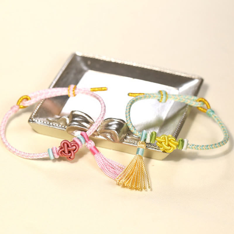 Peach Blossom Knot Colorful Protection String Bracelet for Harmony