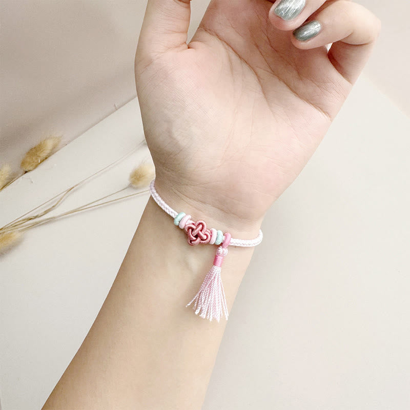 Peach Blossom Knot Colorful Protection String Bracelet for Harmony