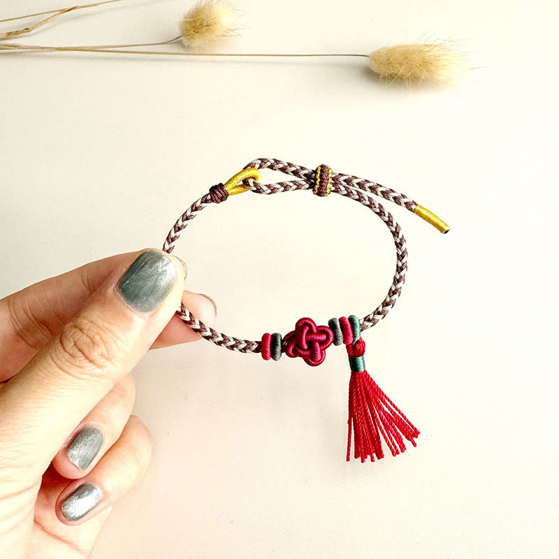 Peach Blossom Knot Colorful Protection String Bracelet for Harmony