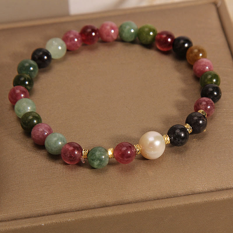 Tourmaline Pearl Wisdom Healing Spiritual Bracelet Unisex