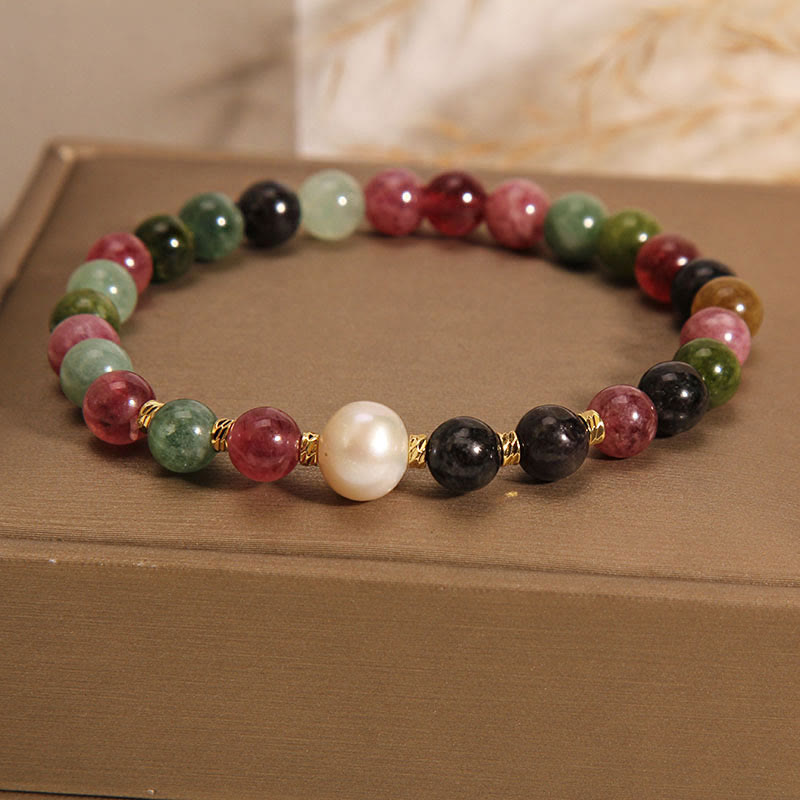 Tourmaline Pearl Wisdom Healing Spiritual Bracelet Unisex