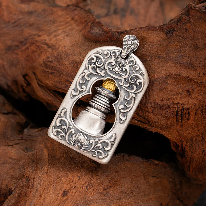 925 Sterling Silver Tibetan Garuda Bird Vajra Dorje Bell Pendant