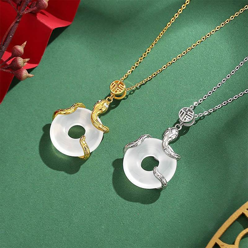 Chalcedony Peace Buckle Necklace | Snake Year Protection