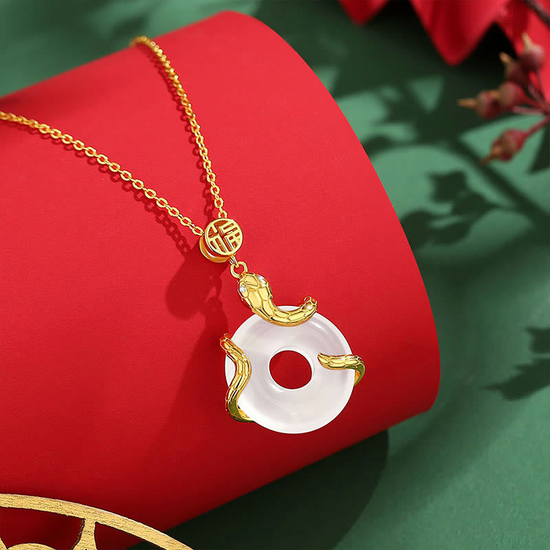 Chalcedony Peace Buckle Necklace | Snake Year Protection