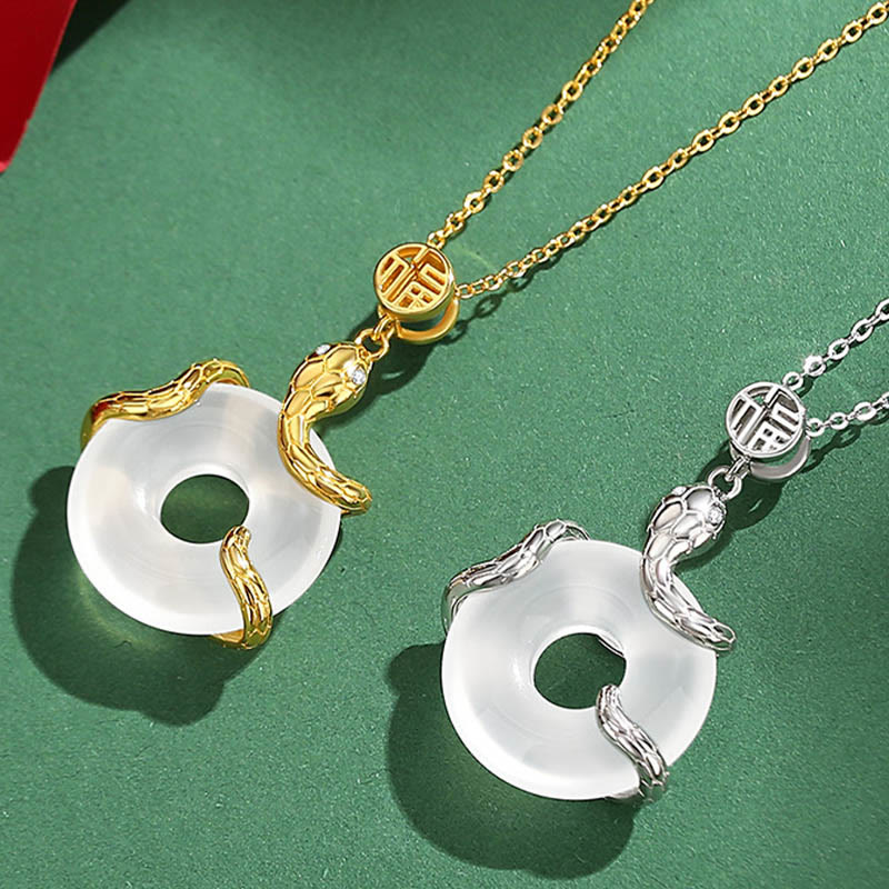 Chalcedony Peace Buckle Necklace | Snake Year Protection
