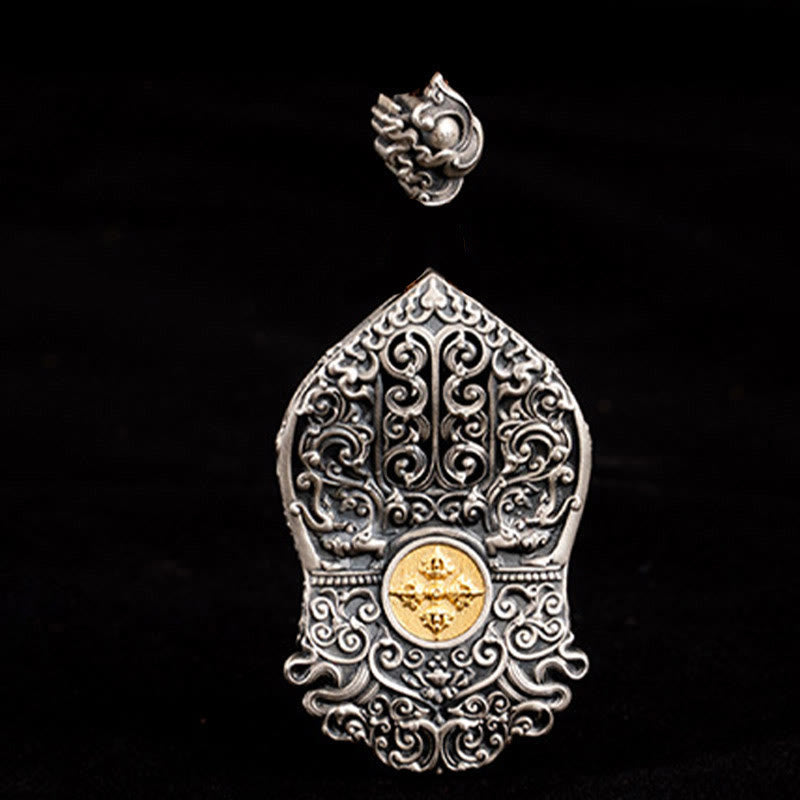 Tibetan Zakiram Dzi Bead Necklace 925 Silver Pendant Protection