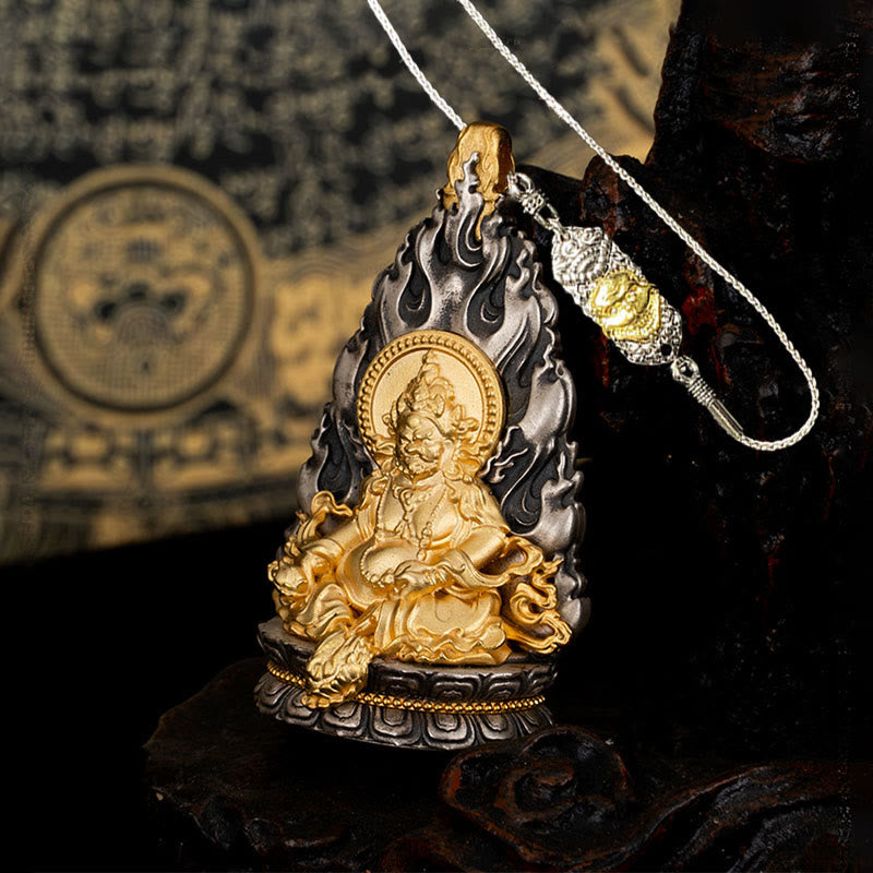 Yellow Jambhala Sterling Silver Spiritual Necklace Pendant
