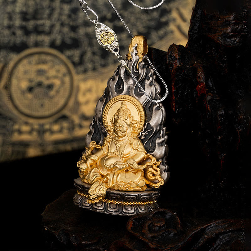 Yellow Jambhala Sterling Silver Spiritual Necklace Pendant
