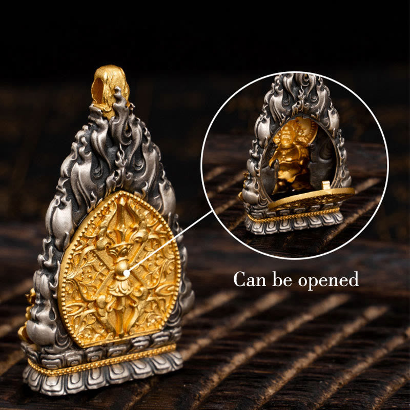 Yellow Jambhala Sterling Silver Spiritual Necklace Pendant