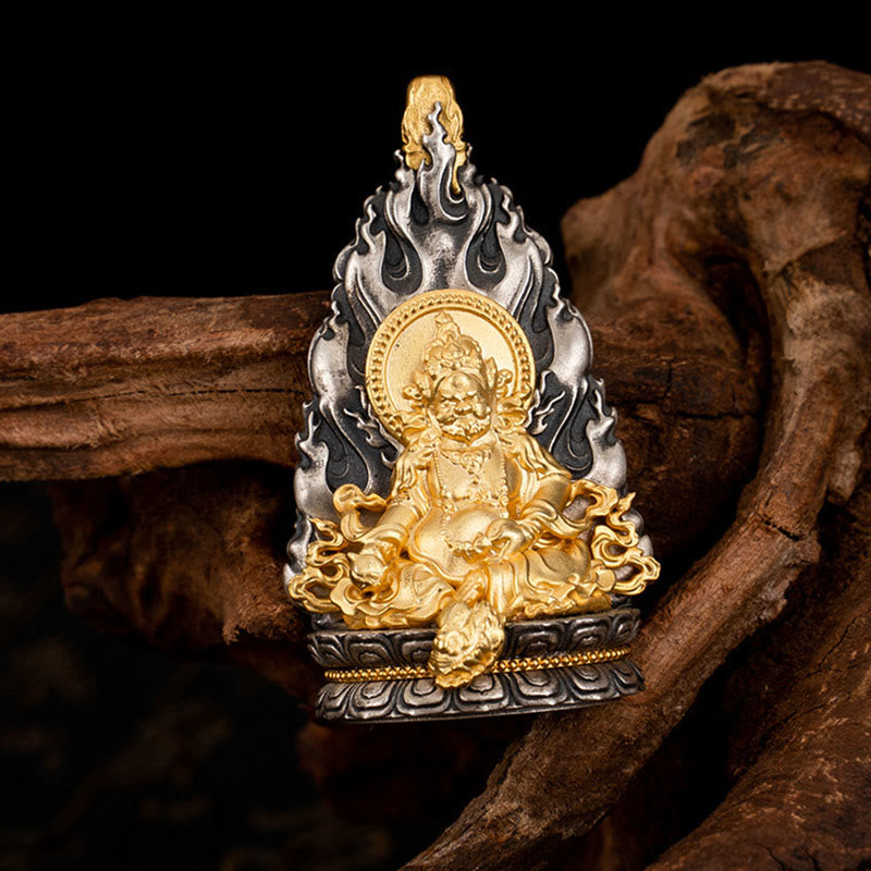 Yellow Jambhala Sterling Silver Spiritual Necklace Pendant