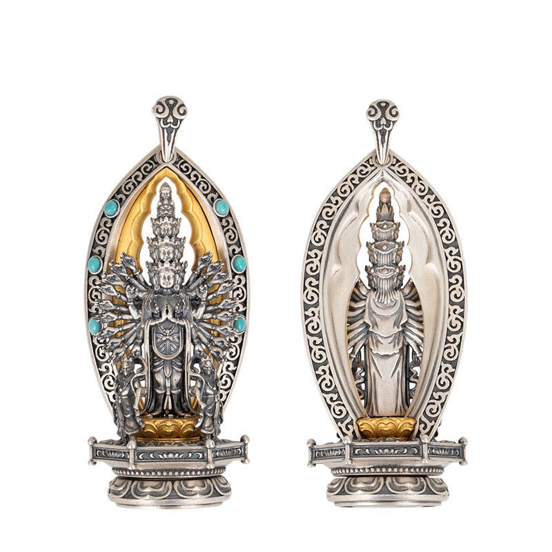 925 Sterling Silver Thousand-Armed Guanyin Wealth Necklace