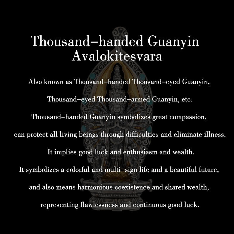 925 Sterling Silver Thousand-Armed Guanyin Wealth Necklace