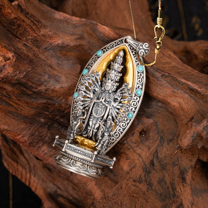 925 Sterling Silver Thousand-Armed Guanyin Wealth Necklace