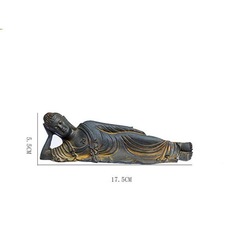 Reclining Buddha Statue Iron Powder Rust Cast 17.5cm Sculpture