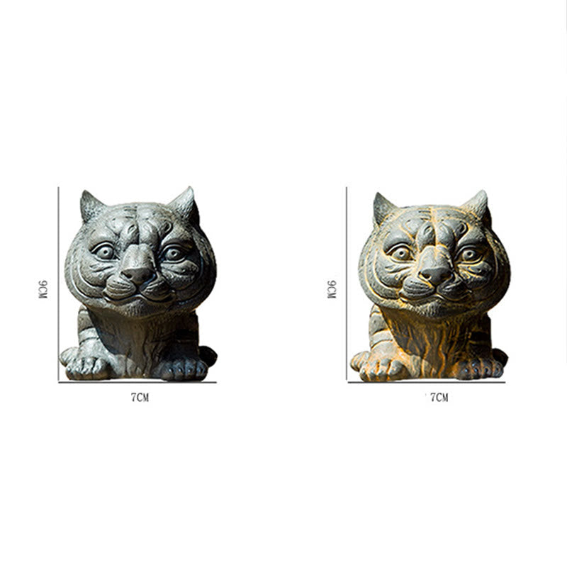 Handmade 9cm Tiger Iron Powder Spiritual Statue