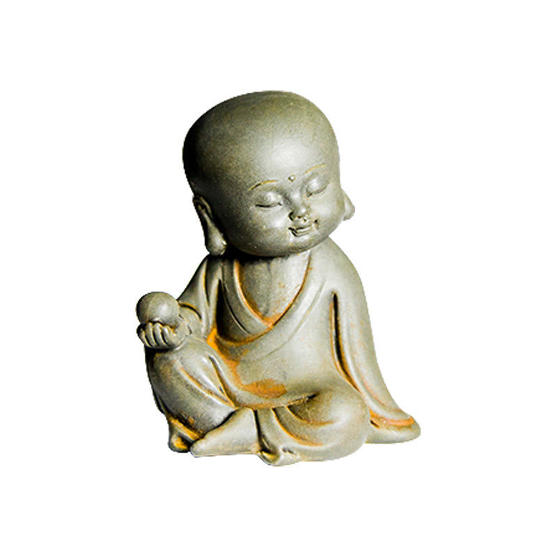 Rust Cast Iron Powder 3Pcs Buddha Statue Set for Home Meditation
