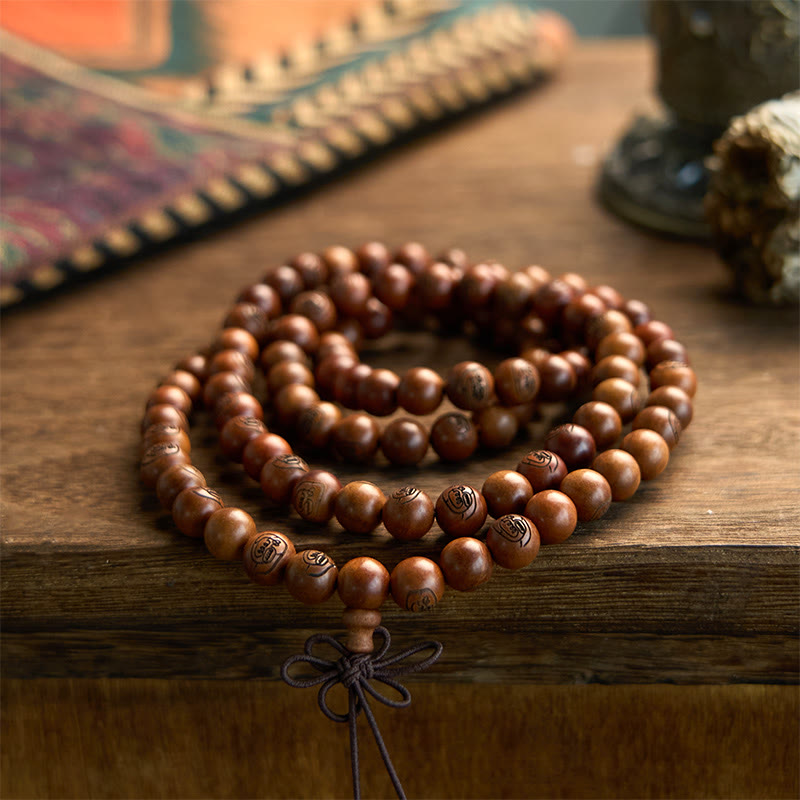 108 Bead Lightning Struck Jujube Wood Mantra Protection Bracelet