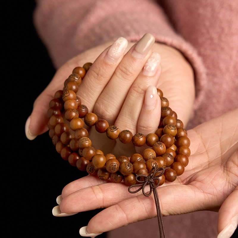 108 Bead Lightning Struck Jujube Wood Mantra Protection Bracelet