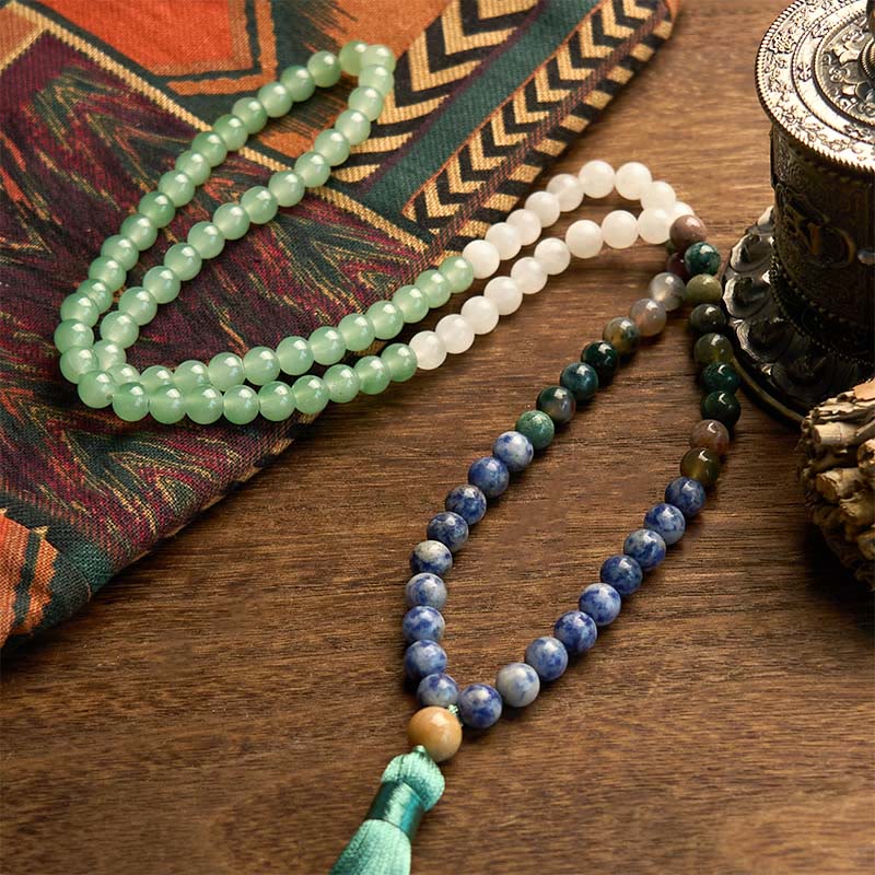 108 Bead Green Aventurine Mala Bracelet for Luck & Balance