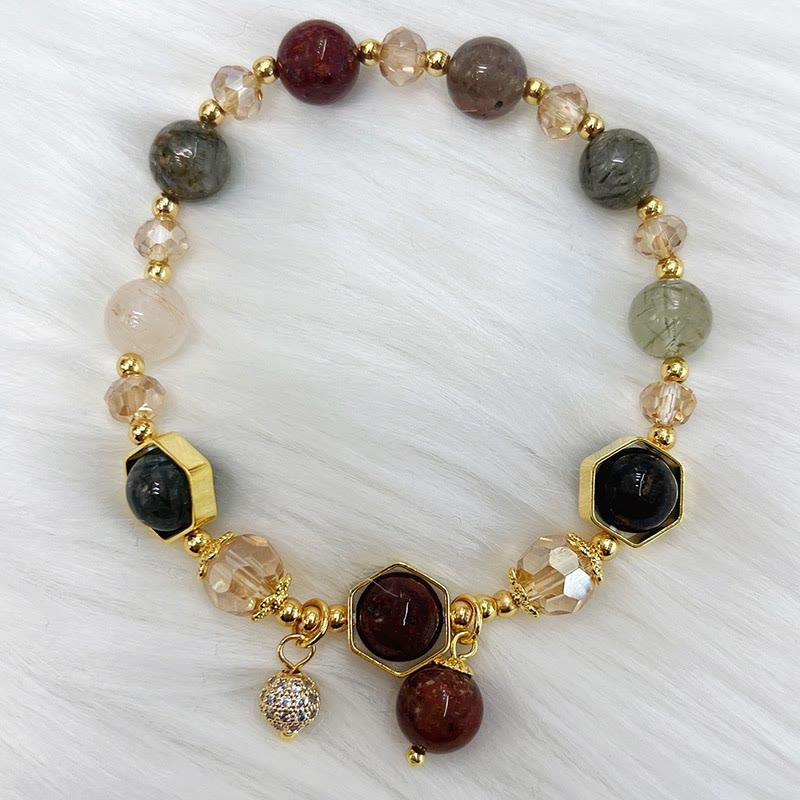 8mm Colored Rutilated Quartz Amethyst Protection Bracelet