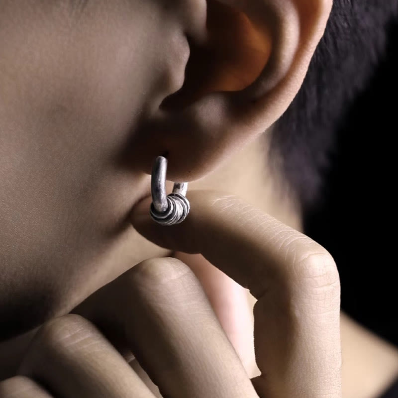 925 Sterling Silver Hand-Hammered Protection Spiritual Earrings