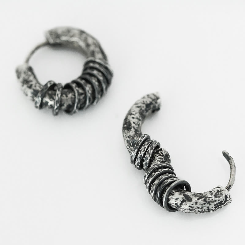925 Sterling Silver Hand-Hammered Protection Spiritual Earrings