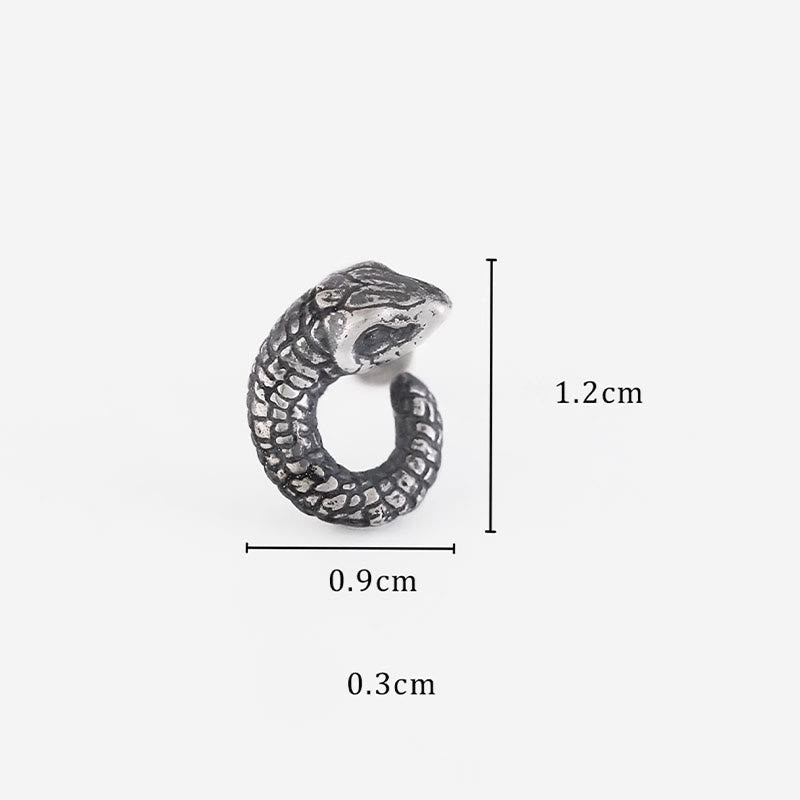 999 Sterling Silver Snake Texture Year Of The Snake Protection Earrings
