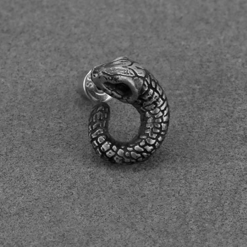 999 Sterling Silver Snake Texture Year Of The Snake Protection Earrings