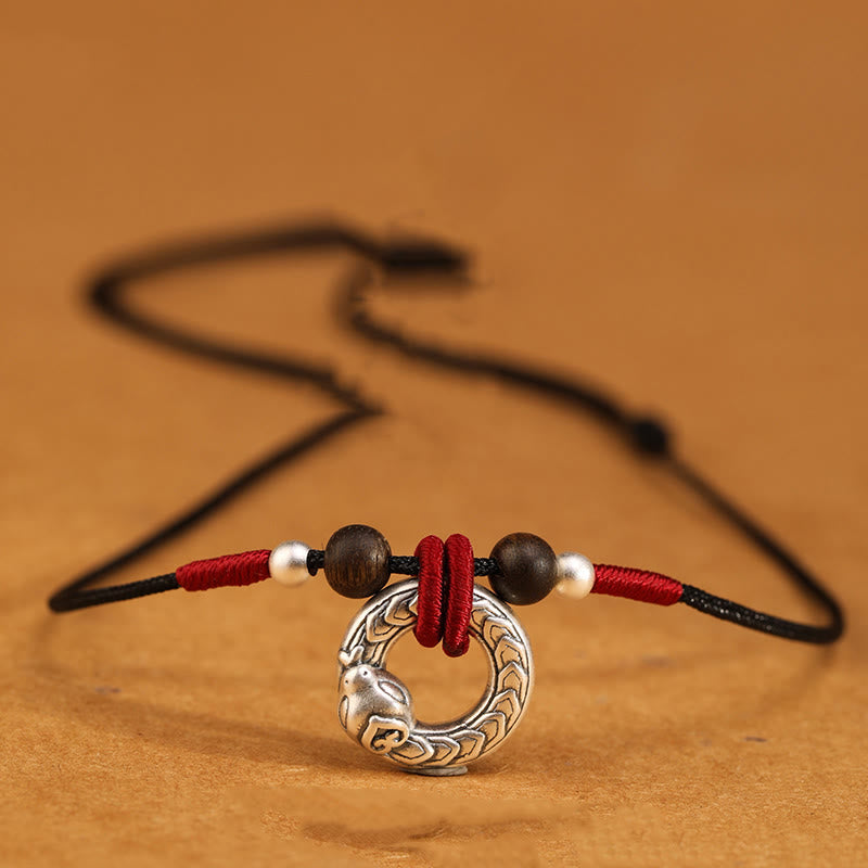 999 Sterling Silver Year of the Snake Necklace Agarwood Protection