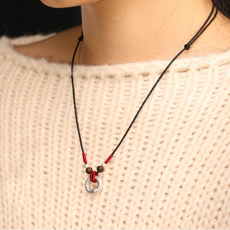 999 Sterling Silver Year of the Snake Necklace Agarwood Protection