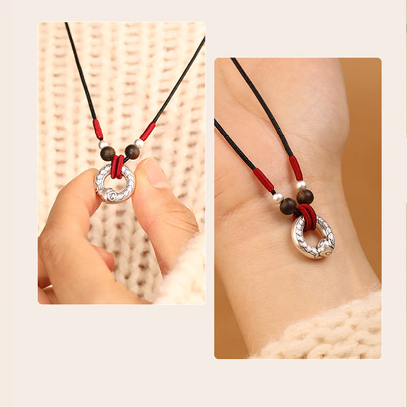 999 Sterling Silver Year of the Snake Necklace Agarwood Protection