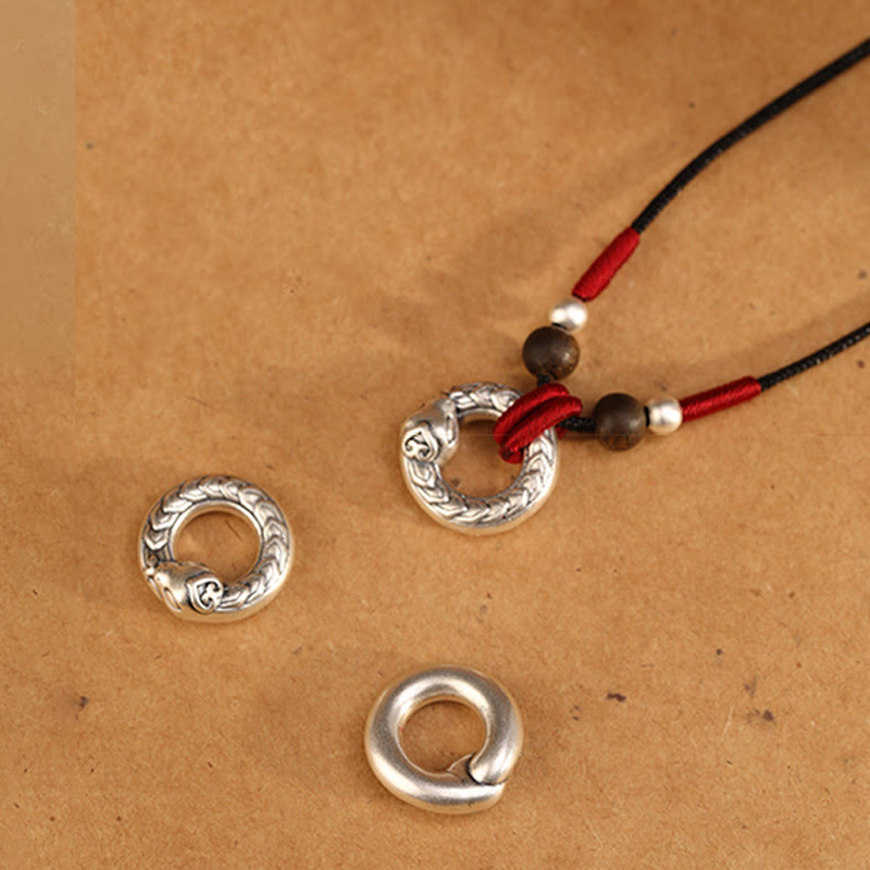 999 Sterling Silver Year of the Snake Necklace Agarwood Protection