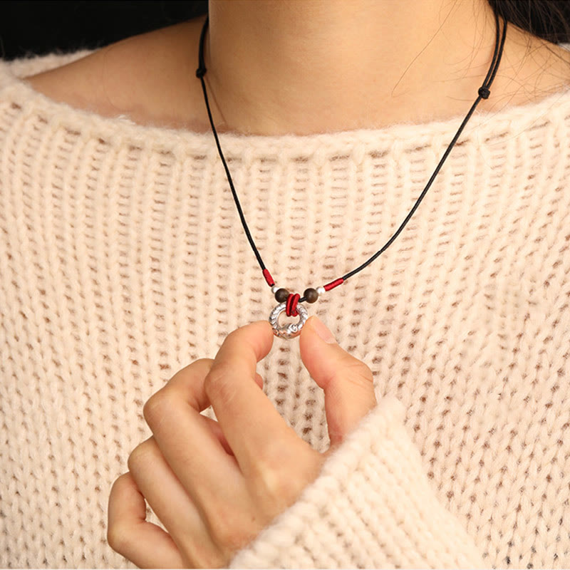 999 Sterling Silver Year of the Snake Necklace Agarwood Protection