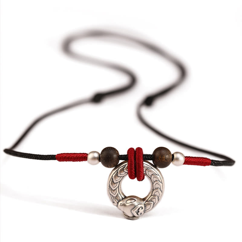 999 Sterling Silver Year of the Snake Necklace Agarwood Protection