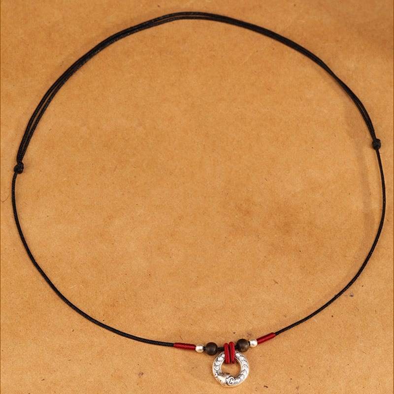 999 Sterling Silver Year of the Snake Necklace Agarwood Protection