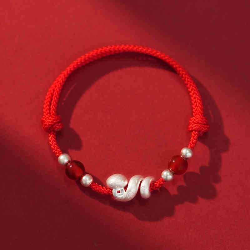 Red Agate Snake Sterling Silver Confidence Bracelet