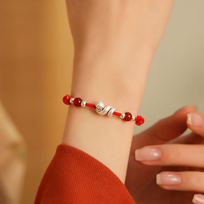 Red Agate Snake Sterling Silver Confidence Bracelet