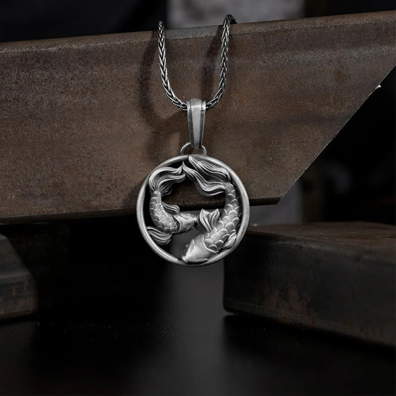 Pure Tin Koi Fish Necklace Pendant for Wealth & Prosperity