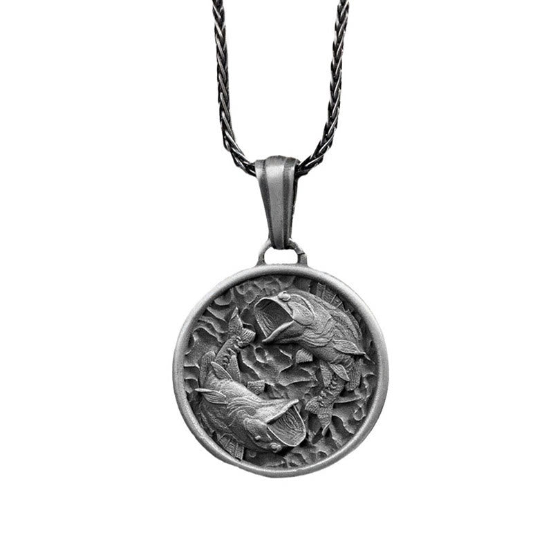 Pure Tin Lucky Koi Fish Necklace for Wealth