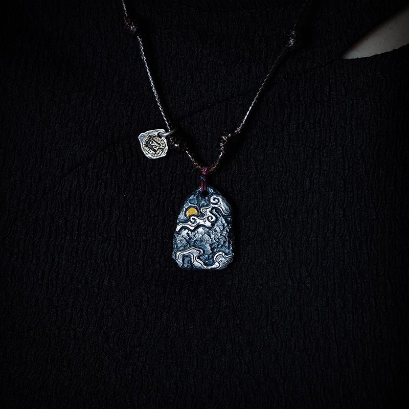 999 Sterling Silver Auspicious Clouds Spiritual Protection Necklace