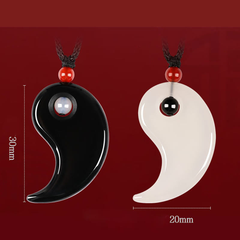 Yin Yang Necklace with Black Onyx & White Agate Pendant