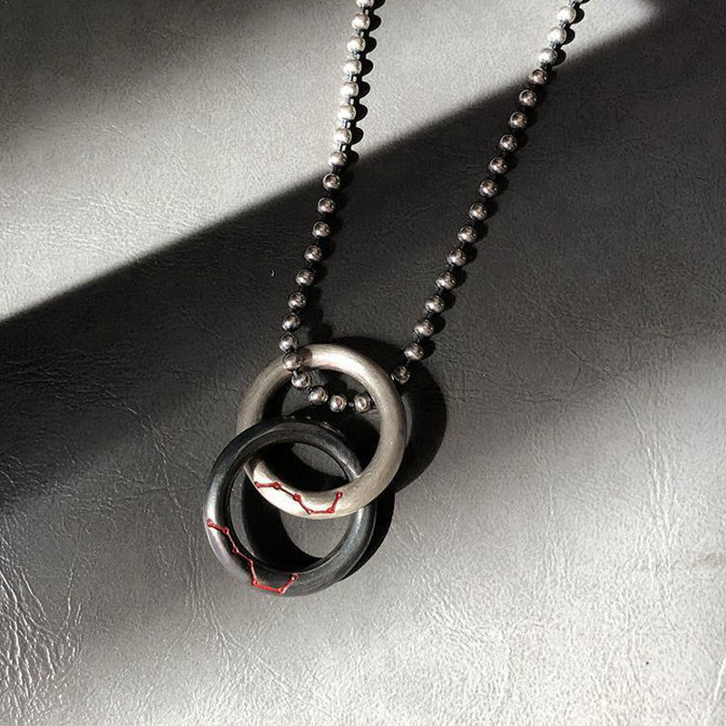 Copper Yin Yang Necklace Qiankun Hoop Balance Luck