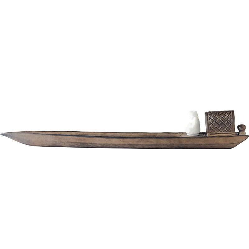 Fisherman Zen Ceramic Incense Burner 30.5cm Brown