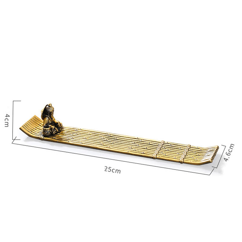 Bamboo Fishing Boat Alloy Incense Burner for Meditation