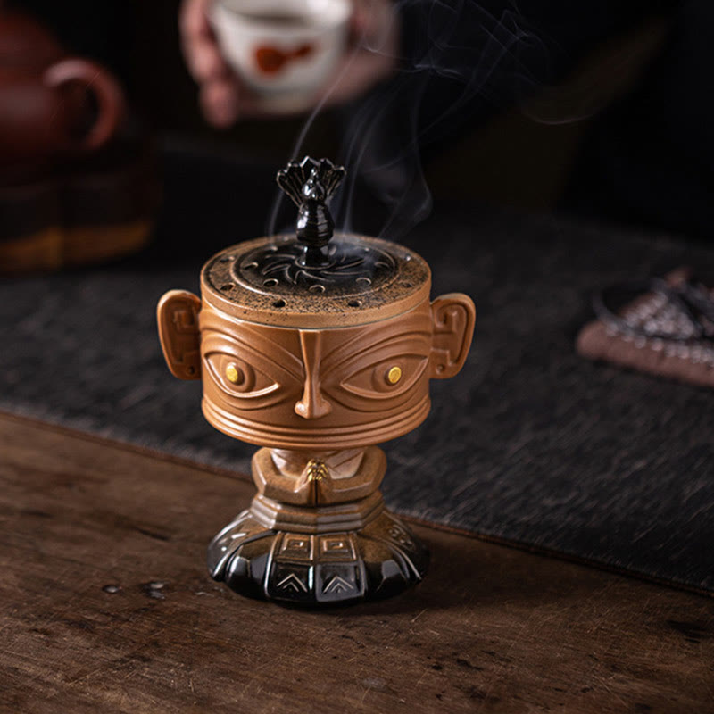 Sanxingdui Ceramic Incense Burner for Meditation & Harmony