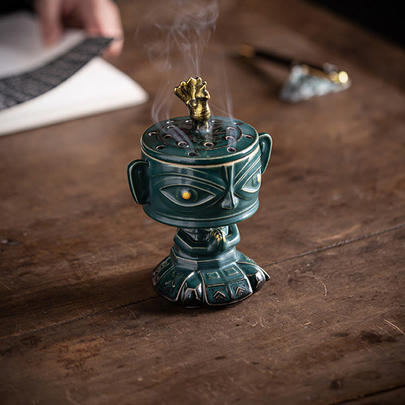 Sanxingdui Ceramic Incense Burner for Meditation & Harmony