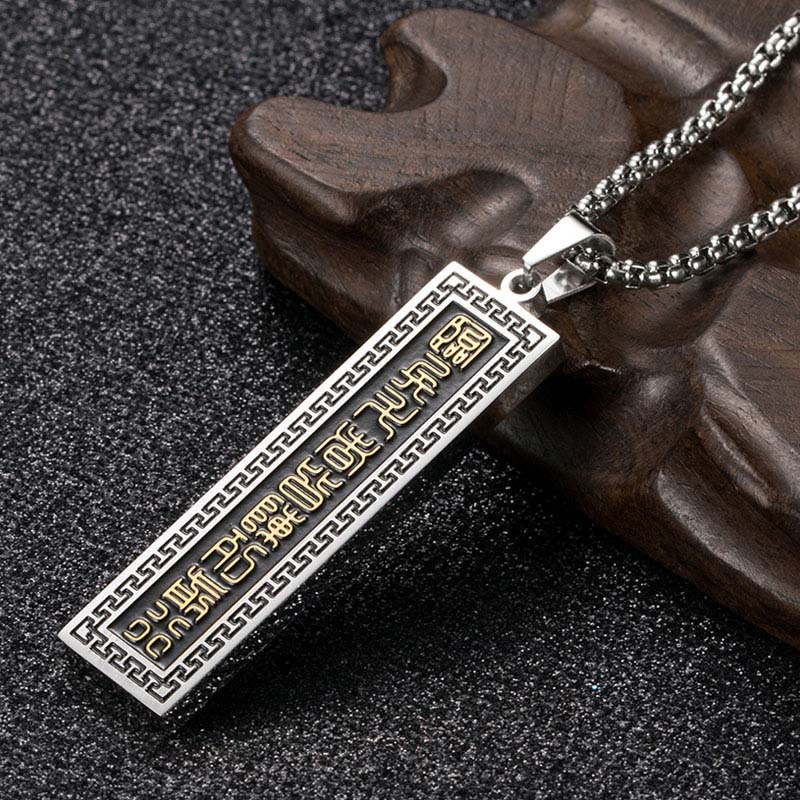 Unisex Titanium Steel Yin Yang Necklace with Nine-word Mantra