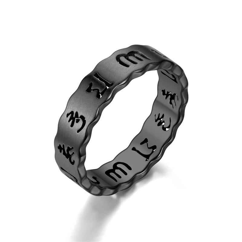 10mm Titanium Steel Om Mani Padme Hum Spinning Ring