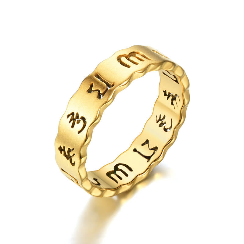 10mm Titanium Steel Om Mani Padme Hum Spinning Ring