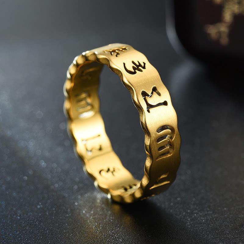 10mm Titanium Steel Om Mani Padme Hum Spinning Ring